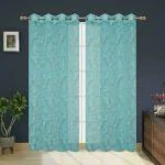 Skirmish Heavy Net Tissue Aqua Floral Pattern Polyester Window Curtains 152 x 121 cm (Jhaad-Net-Aqua-5ft-2)