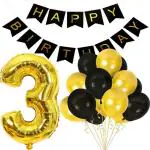 FANEX Eco-friendly Foil Baby Birthday Decorations Happy Birthday Banner, Foil Balloon and Metallic Balloons
