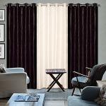 Grihshobha Cream and Coffee Printed Polyester Door Curtain (2.74 x 1.22 m) (Pack of 3)