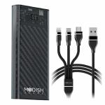 ModishOmbre 10000mah Slim Transparent PD Power Bank 22.5W QC Dual USB Type C PD Input/Output 12 Layer Circuit Protection and Digital Battery Indicator with One 3 in 1 Chargning Cable