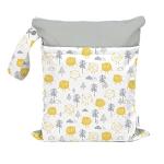Snugkins Yellow Fellow Fabric Cloth Diaper Wet Bag (30 x 36 cm) For Travel, Beach, Pool, Daycare, Soiled Baby Item, Yoga, Dirty Gym Clothes, Wet Swimsuits And Toiletries