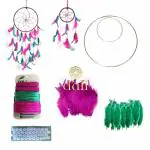 DULI Do It Yourself (DIY) Dreamcatcher Kit for Make Your Own Dreamcatcher Kit (Small Pink-Green)