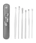 Adore 6 Pcs Ear Wax Cleaner - Resuable Ear Cleaner Tool Set with Storage Storage Leather Pouch - Ear Wax Remover Tool Kit with Ear Curette Cleaner