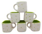 Millions joy Ceramic Square shape Coffee and Tea Cup Microwave Safe Multicolor 120ML (Pack of 6)