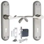 Atom Heavy Duty Mortise Door Lock , Silver Satin Finish | 3 Keys | 6 Lever Double Stage Lockset (VENUSKY)