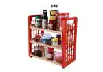 SAURA 3-Layer Multipurpose Utility Racks Kitchen Storage Easy Assembled Portable Rack-Brown & Beige