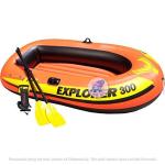 KidsZeeNie Explorer 300 Portable Inflatable Orange Boat with Oars for Kids Adventure, Rafting, Fishing,Rescue for Floods Raft | 3 Person Boat for Pools & Lakes | Adventure Water Boat (Age 6+)