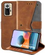 Autofocus Faux Leather Back Case Flip Cover for Mi Redmi Note 10 Pro, Redmi Note 10 Pro with ID Card Slot | Foldable Stand | 2 Card Slot | 1 Cash Slot | Magnetic Closure - Executive Brown, 21756
