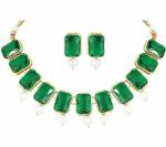 Gyaan Jewels Handmade Gold Plated Alloy Necklace, Pendant and Earring Set Green (Women, Girls) Free Size