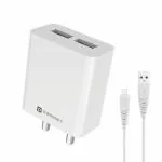 Portronics Adapto 32 M 2.4A Adapter with Dual Output, 12W Max Output, Smart Protection Chip, 1M Micro USB Charging Cable(White)