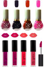 OUR BEAUTY High Quality Nail Polish And Kiss Proof Matte Liquid Lipstick Set 251 (Set Of 8)