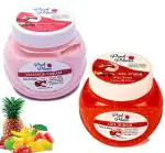 Pink Plums Mix Fruit MASSAGE CREAM and GEL SCRUB Extract With Vitamin-E, (All Skin Type) For Mens & Womens Glowing Skin, Anti-Aging, Skin Brightening, Reduce Blemishes, Pack of 2 Combo, 250ml Each