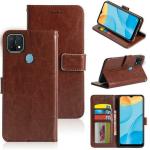 Tingtong Leather Flip with Wallet Case with TPU Shockproof Cover for Oppo A15, Oppo A15s (Brown)