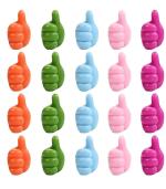 VISH CREATION PACK OF 20 Multipurpose Wall Mounted Silicone Thumb Holder Hooks for Hanging Stick-on Hook for Wall Hangers, Bedroom, Kitchen Accessories Items Cable Wire Holder Multicolor Wall Hooks Multipurpose Adhesive Silicone Cable Clips Wire Organizer