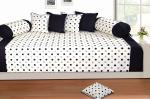SHADES OF LIFE Black Polka Dot Cotton Bedsheet, Cushion and Bolster Deewan Cover Set - (60 x 90 inch) (SOL_DEEWANSET_016)
