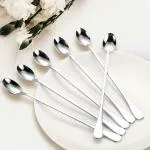 VishList Stainless Steel 6 pcs Long Handle Spoon for Ice cream spoon , Iced Tea Spoon , Coffee Suitable for Tall Glass