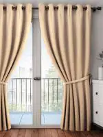 Bianca Dark Gold Satin Finish Polyester Curtain (Eyelet Pattern) 229 x 116 cm