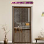 Classic Mosquito Net Brown Polyester Glass Magnetic Insect Door Mesh 205 cm x 80 cm