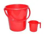 HOMELAZA Premium quality Unbreakable 25 Liter Bucket With Mug 1500 ML, 2 Pieces ( RED) Big Size