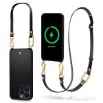 CYRILL Spigen Classic Charm Mag Compatible with iPhone 15 Pro Max Case (2023) [PC, TPU, PU Leather | Black]