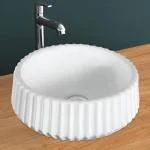 Plantex Platinium Ceramic Tabletop Round Wash Basin/Countertop Bathroom Sink (White Glossy, 14 x 14 x 5.5 Inch)