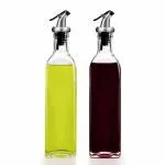 Oil Dispenser Bottle for Kitchen 1 Litre Glass - Clear - 1000 ml - Pack of 2