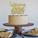 Festiko Gold Glitter Welcome Home Baby Cake Topper, Welcome Baby Cake Decor, Decoration Supplies, Newborn Celebrate Cake Topper, Handmade Double Sided