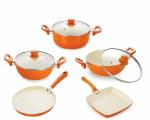 Nirlon Orange Aluminium Non-Stick Induction Cookware Set 5 pcs (CC_ FT26_ DKD22_ DKD26_ GP_ Cass24)