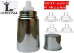 Leroyal 304 GRADE STAINLESS STEEL bottle WITH EXTRA 4 NIPPLES-250 ml