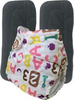 Mom's Pride White Polyurethane Laminate Reusable Exclusive Pocket Cloth Diaper With 2 Charcoal Insert