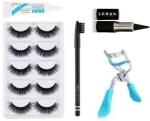 Lenon Beauty 5 Pair False Eyelash, 1 Eyelash Curler, 1 Eyelash Glue & Eye Brow (9 Items in the set)