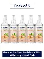 SRI SRI TATTVA Shuddhta ka naam Chandan - Southern Sandalwood Mist | Keep Your Skin Calm And Refreshed | Cleanser, Moisturiser, Toner, Fragrance | Spray Bottle | 50 ml | Pack of 5