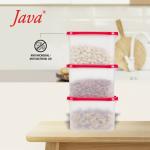 JAVA - 1000 ml Plastic Grocery Container (Pack of 3, Red)
