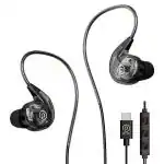 pTron Boom Play X2 In-Ear Type C Wired Headphones with Mic, 13mm Driver, In-line Control, Metal Buds (Black)