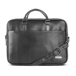 Goblin Royal Jet Faux Leather Office Bag with Adjustable & Detachable Shoulder Belt, Trolley Strap, 15.6 inch Laptop Briefcase, Formal Executive Professional Bags for Men and Women - Black
