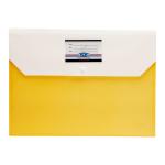 Eslee Transpaent Envelope File | Document Folder | Best for with FC/FS/Foolscap/Legal size | with Back Pocket & Window | Snap Button Closure | Orange - Pack of 5 (ET277FC Orange)
