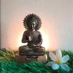 Blissful Decors Handicraft Small Metal Copper Plated Lord Buddha Statues for Car Dashboard Mandir Pooja Murti Temple Puja Home Decor Office Showpiece Copper Antique Finish
