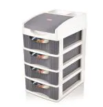 MOLTRES-SPACIA 4 (MINI Size) Desktop Organizer Plastic Drawers -Size(25x23x17) cm-Multipurporse Free Standing Cabinet Drawer for Cosmetic, Make-up Organizer, Jewelery & Office. (Grey, Spacia 4)