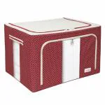 BlushBees Living Box - 600D Oxford Fabric Large Storage Boxes for Clothes, Blanket Bag - 88 Litre, Pack of 1, Polka Dots Red