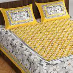 The Hobby Bounty Sanganeri Printed Double Bedsheet |110TC,100% Pure Cotton Bedsheet for Double Bed| 1 Bedsheet (254X 229 cm| 90X100 Inch) with 2 Pillow Covers (43X69 cm | 17X27 Inch)|Orange