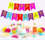 AMFIN (6 inch) Happy Birthday Banner Bunting Flag / Banner / Birthday Decoration Material - Multicolour