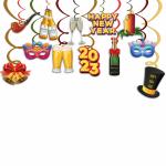 Festiko 24 Pcs Happy New Year Theme Hanging Swirls Decorations for Ceiling, Happy New Year Decorations 2023