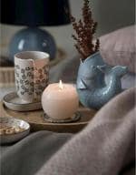 AromaticFables- Temple Mogra Scented Set of 2 Pink Color Round Candles