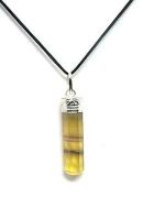 Astroghar Natural Yellow Fluorite Pencil Shaped Crystal Base Metal Non Precious Metal Pendent For Men And Women