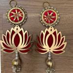 Playful Stitches Handcrafted Shubh Labh Door Hanging Traditional bandarwal for Home Door Diwali Decor Hangings Diwali Decoration Gifts - 2pc (Lotus Shubh Laabh, Without Box)
