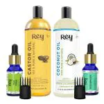 Reynaturals Combo Pack Of Hair Care Kit Castor Oil and Coconut Oil and Tea Tree Oil and Rosemary Oil - 430 ml (Pack Of 4)