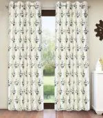 Home Sizzler 2 Pieces Bloom Burst Eyelet Polyester Window Curtains - 5 Feet, Grey