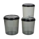 RANDAL Kitchen Storage Container Set Of 3, Air Tight Box For Fridge With 1 Scoop - 5 L, 7 L, 10L Plastic Utility Container (Pack of 3, Black)