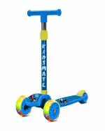 Kidsmate Rider Pro Kick Scooter with Broad PU LED Wheels | 3-Wheel Skating Scooter for Boys & Girls of Ages 6-12 Years | 5-Level Adjustable Height, and Easy Fold Design (Blue)