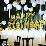 Festiko 13 Letter Happy Birthday Golden Foil Balloons, 25 White And 25 Black Latex Balloons, Happy Birthday Decorations Combo, Happy Birthday Letter Foil Balloon Gold (Set Of 51Pcs)